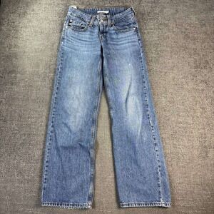 Levi's Superlow Wide Leg Jeans Womens 28 Blue Low Rise Y2K Denim A7498-0002